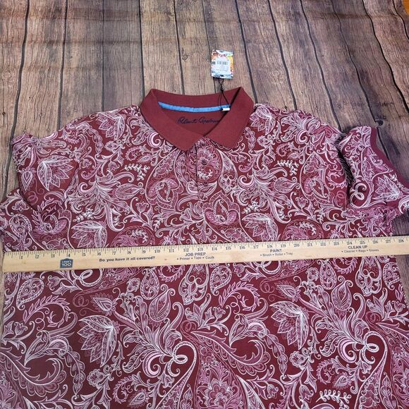 Robert Graham Polo Mens 4XL Burgundy Dozer Short Sleeve Paisley Classic Fit - Picture 2 of 9
